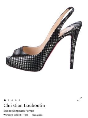 Christian Louboutin Black Rhinestone Slingback Peep-Toe Pumps